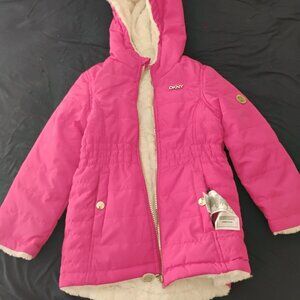 Dkny Reversible Faux Fur Hooded Jacket